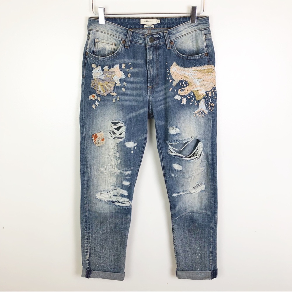 MM Vintage | Embroidered Boyfriend Jeans Size 25